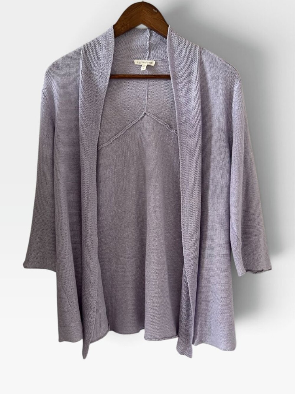 Eileen Fisher Hemp Open Front Cardigan In Lavender Size M
